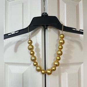 Chunky Necklace - Oversized Gold Colored Pearl Spheres